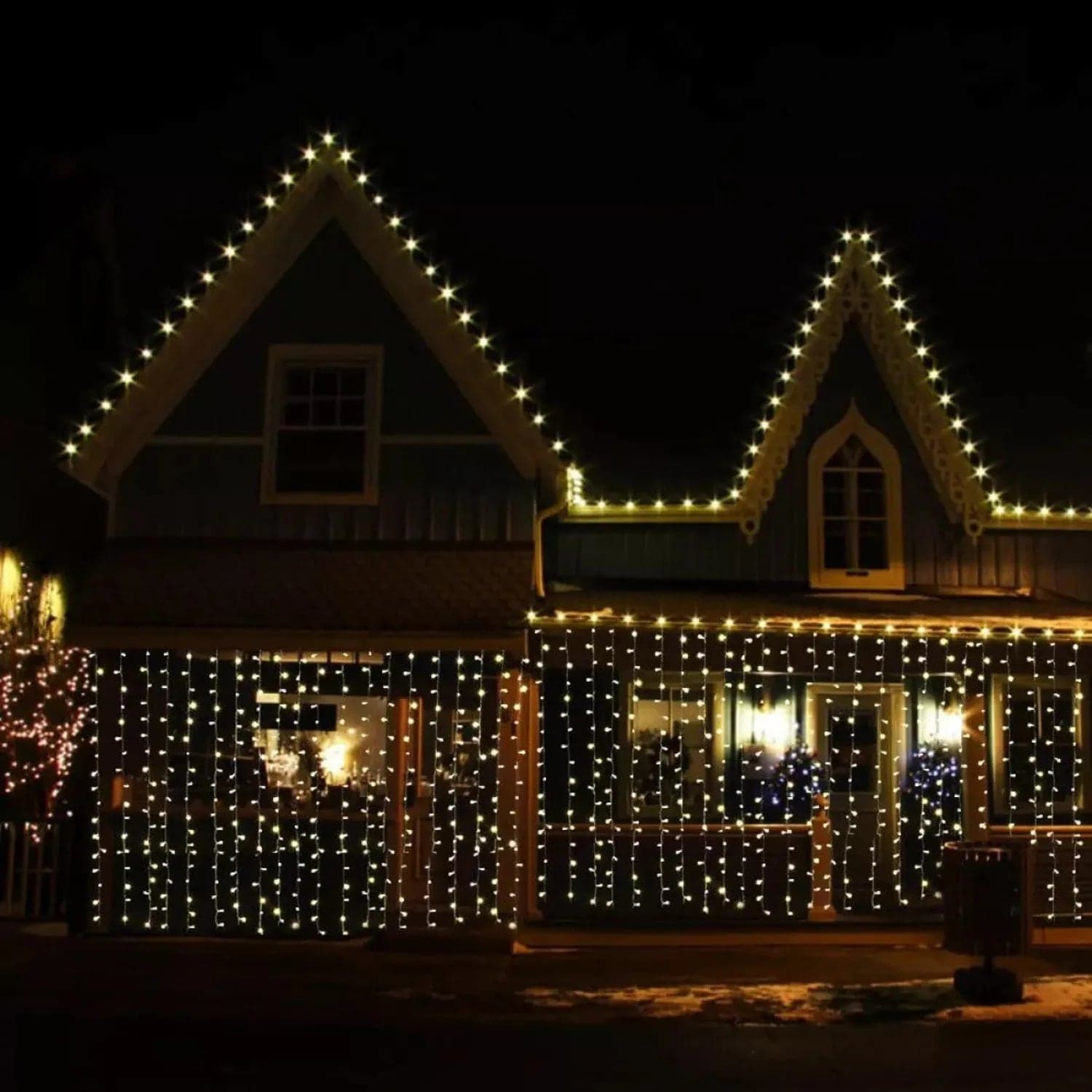 Коледни Лампички Тип Завеса, 300 LED светлини, 8 Режима На Работа, снимка 3