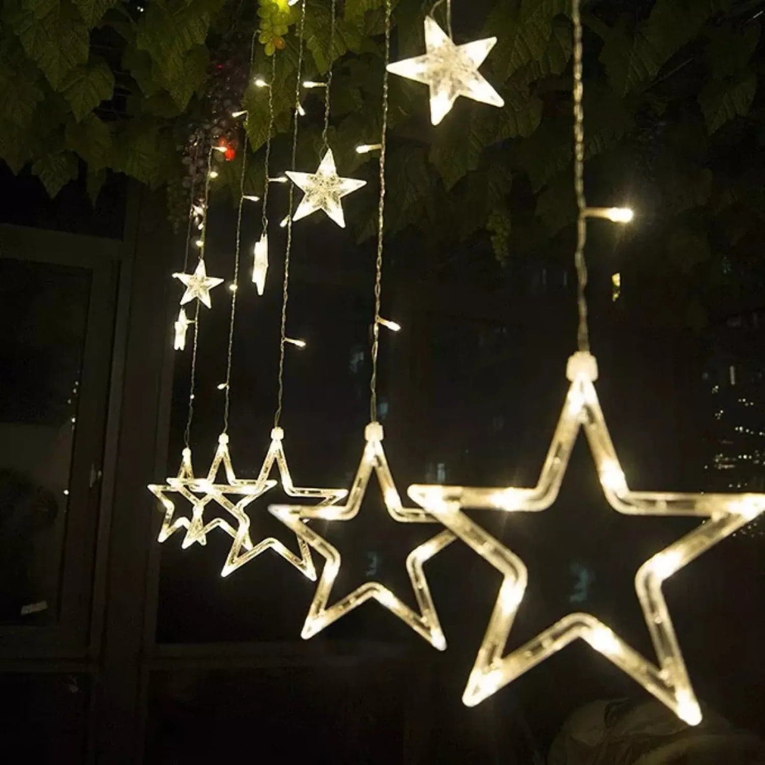 LED Коледни Лампички Звезди, 12 броя, Топла Светлина, снимка 6