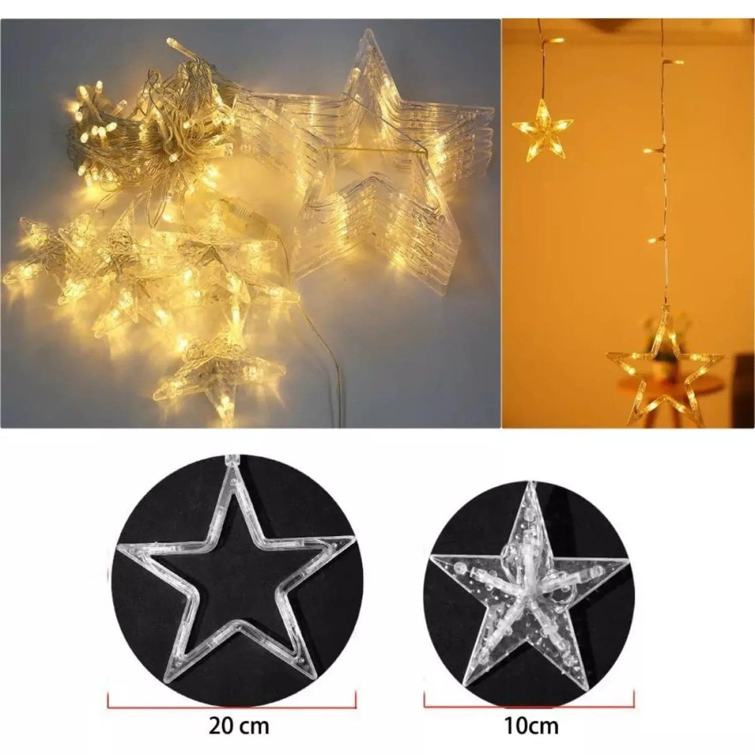 LED Коледни Лампички Звезди, 12 броя, Топла Светлина, снимка 4