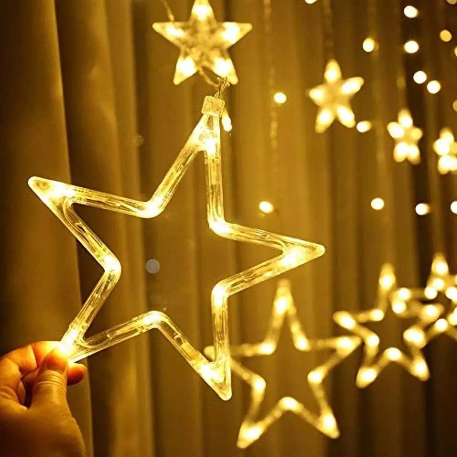 LED Коледни Лампички Звезди, 12 броя, Топла Светлина, снимка 5