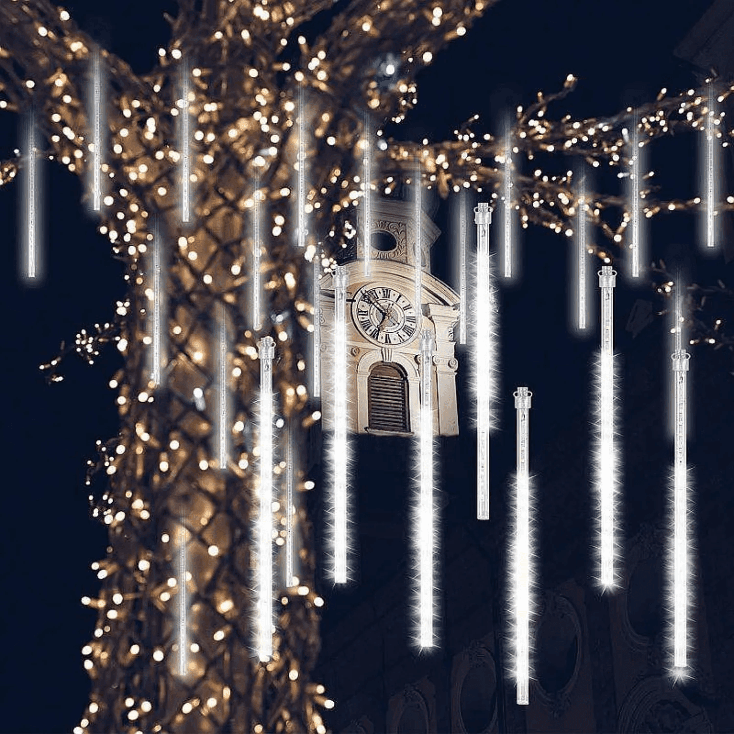 LED Коледни Лампи Тип Пури, 8 бр., Бяла LED Светлина, снимка 2