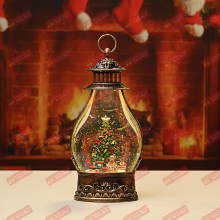 LED Коледен фенер преспапие с вградена музика и снежинки