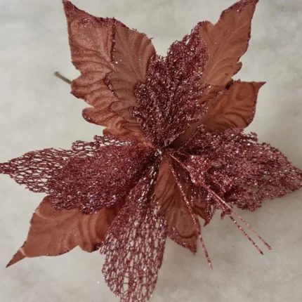 Декоративно цвете за коледна украса, розово, 24см