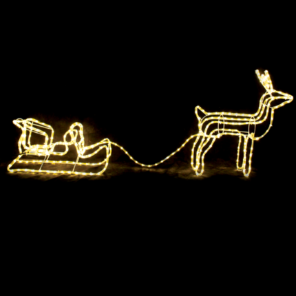 Коледна украса, светеща шейна и елен, 2026